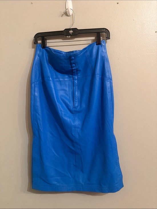 Dresses & Skirts - Blue Faux Leather Pencil Skirt